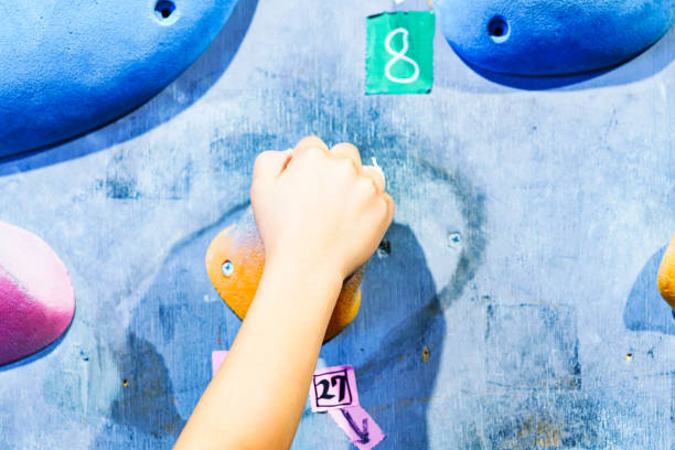 Close-up shot of bouldering holds