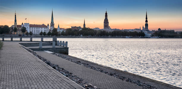 istock Morning view on historical district of old Riga 1174593238