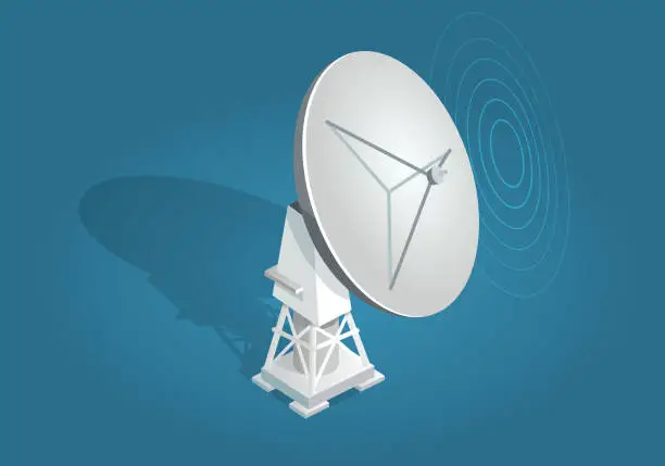Vector illustration of Radar Dish Satellites Dish Flat and Shadow Theme