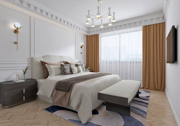 istock 3d render of bedroom interior. 1174597526