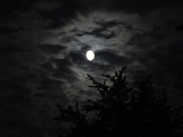 istock Harvest Moon in Cloud Cover 1174597825