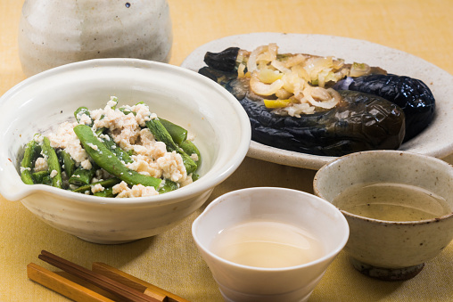 Japanese side dishes for enjoying sake.