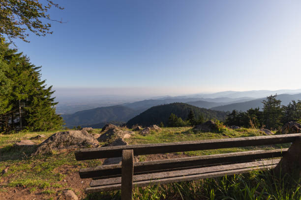 istock Scenic mountain landscape. View on Black Forest in Germany with bench in foreground 1174602935