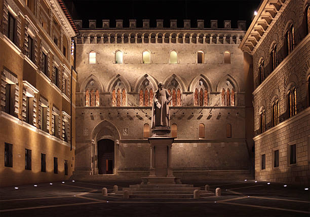 Siena's Rocca by night stock photo