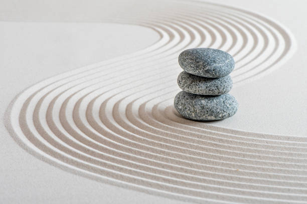 istock Japanese ZEN garden with stone in sand 1174606591