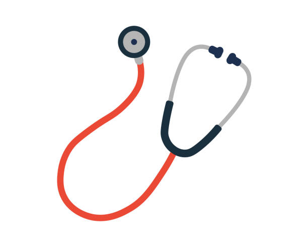 ikona stetoskopu izolowana ilustracja wektorowa na białym tle. - stethoscope stock illustrations
