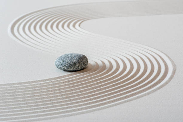Japanese ZEN garden with stone in sand