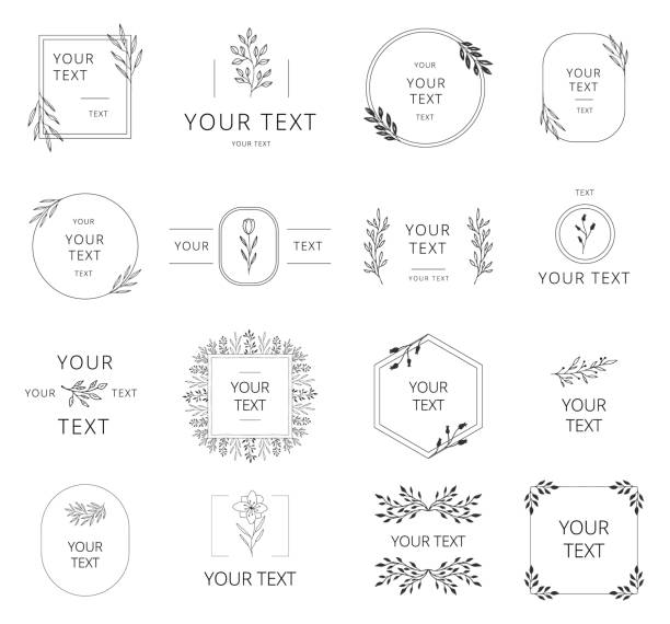 ilustrações, clipart, desenhos animados e ícones de coleção do casamento desenhado mão que marca com elementos florais. grinaldas, beiras e frames para o projeto feminino. vetor isolado. - christmas retro revival frame holiday