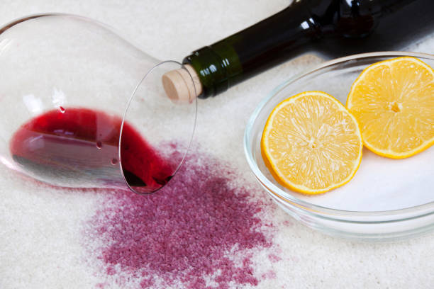Red wine stain stock photo