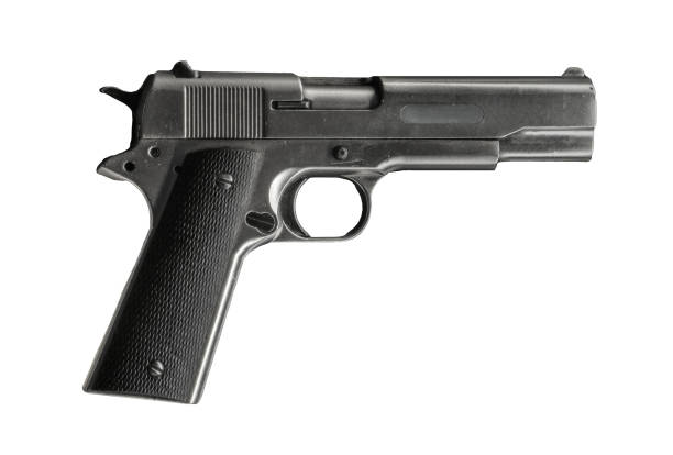 istock Military black gun pistol isolated on white background. 1174613161