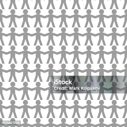 istock little men pattern in flat style, vector 1174621758