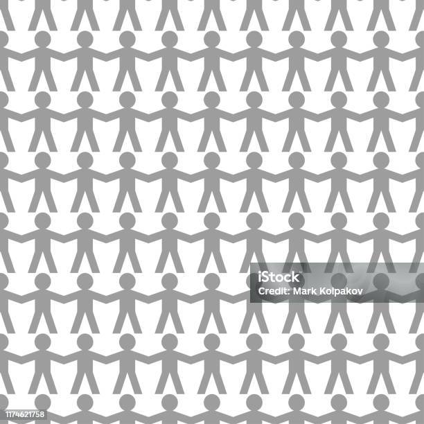 Little Men Pattern In Flat Style Vector Stock Illustration - Download ...