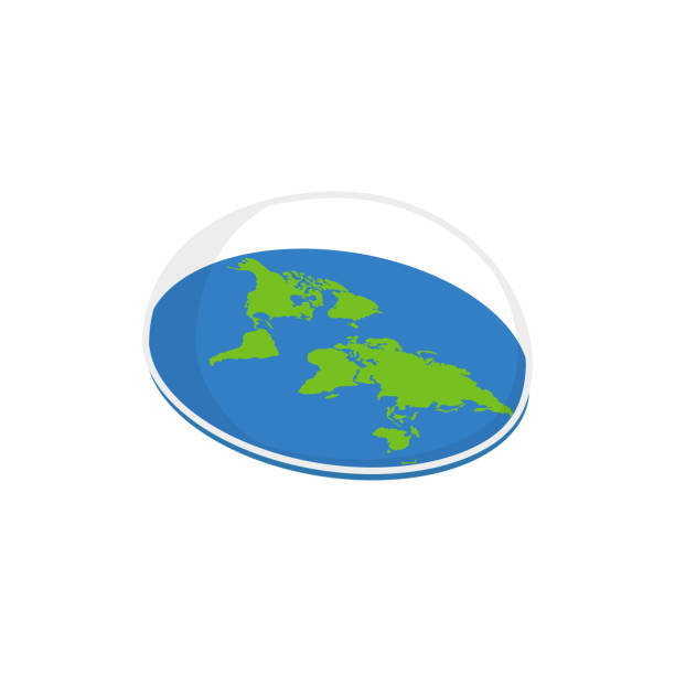 pseudoscience, flat earth theory vector isometry, vector pseudoscience, flat earth theory vector isometry, vector illustration flat earth planet stock illustrations