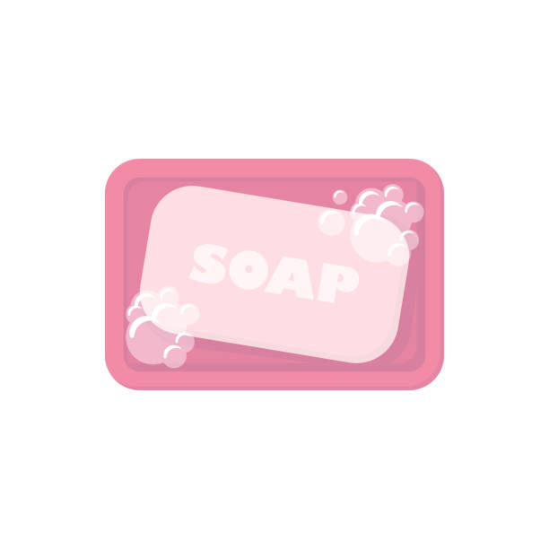 illustrations, cliparts, dessins animés et icônes de barre de savon dans le fond plat et blanc - bar of soap