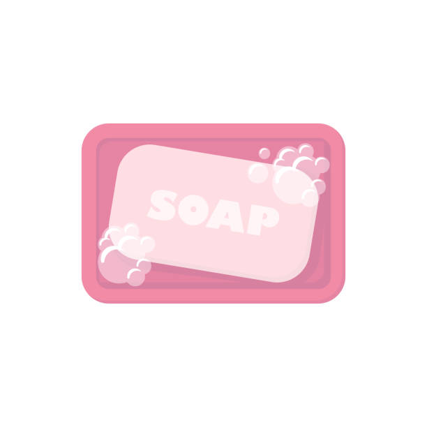 pasek mydła w płaskim, białym tle - bar of soap stock illustrations