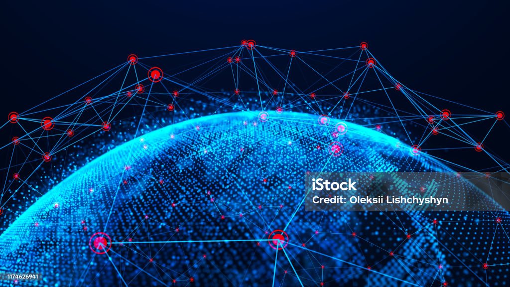 One Global Network Example Global Network Concept World Map Point Global Network Planet Earth 3d ...