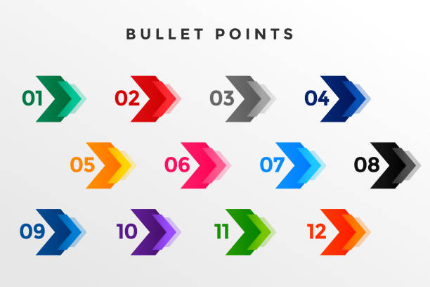 направление число пуль точек от одного до двенадцати - bullet stock illustrations