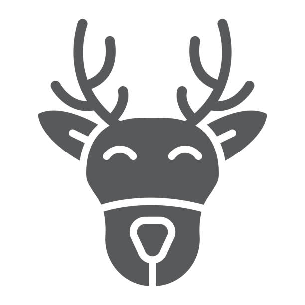 Christmas deer glyph icon, christmas and moose, reindeer sign, vector graphics, a solid pattern on a white background. Christmas deer glyph icon, christmas and moose, reindeer sign, vector graphics, a solid pattern on a white background, eps 10. how to draw a moose drawing stock illustrations