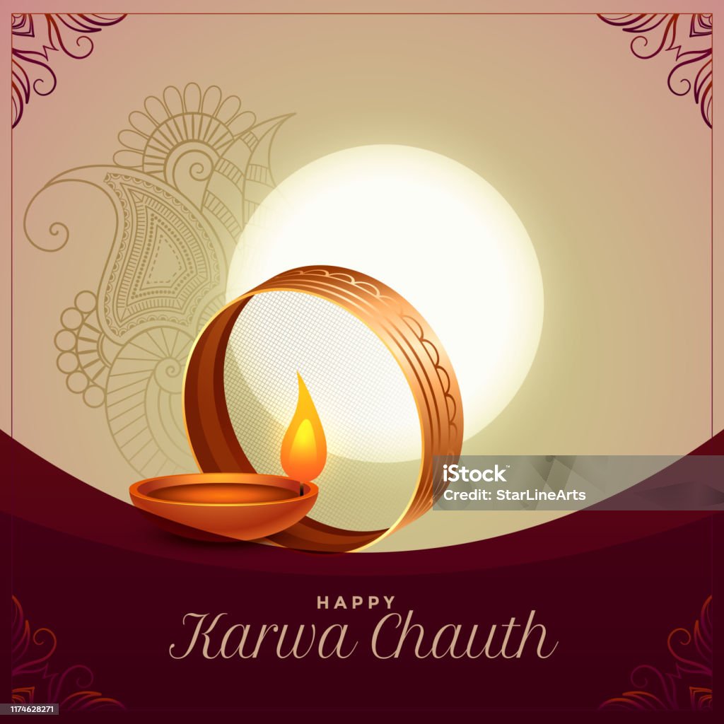 Karwa Chauth Festival Ceremony Greeting Background Design Stock ...
