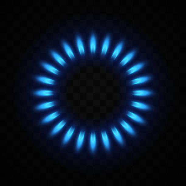 ilustrações de stock, clip art, desenhos animados e ícones de blue flame of gas on transparent background - natural gas gas burner flame