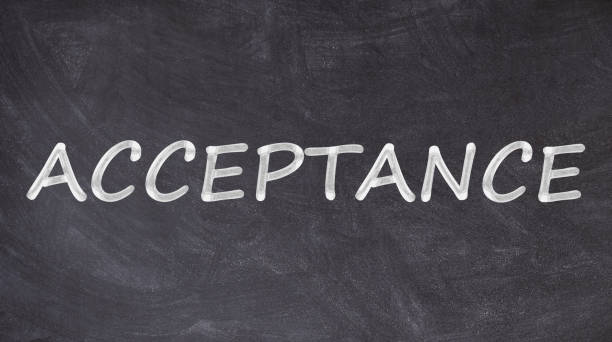 Acceptance text written on blackboard Acceptance text written on blackboard misspelled stock pictures, royalty-free photos & images