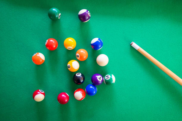 istock Snooker or Pool game on green table. 1174637390