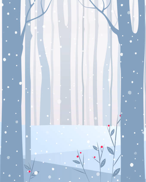 векторная иллюстрация. - park snow tree back lit stock illustrations