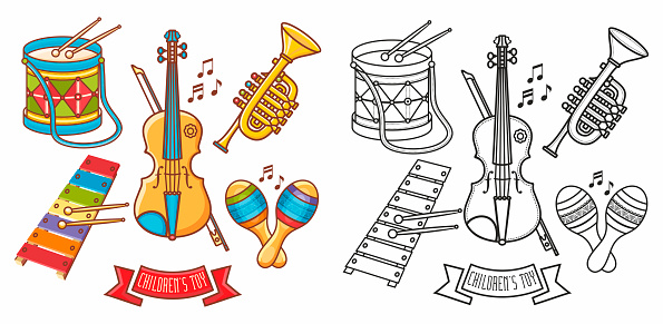 Ilustración de Instrumento Musical Violín Batería Acordeón Percusión Piano Eléctrico Rhythmix Trompa Saxofón Maracas Bonitos Instrumentos Musicales De Dibujos Animados Juguete Musical Conjunto De Elementos De Diseño Libro Para Colorear Contorno y Ilustración de Instrumento Musical Violín Batería Acordeón Percusión Piano Eléctrico Rhythmix Trompa Saxofón Maracas Bonitos Instrumentos Musicales De Dibujos Animados Juguete Musical Conjunto De Elementos De Diseño Libro Para Colorear Contorno y