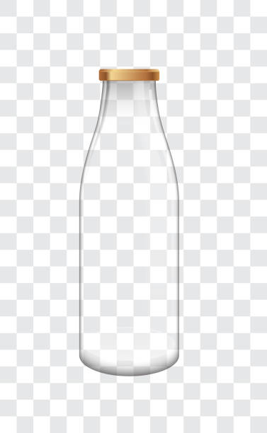 Empty Milk Bottle Transparent milk bottle illustration in vector, milk bottle milk bottle empty stock illustrations