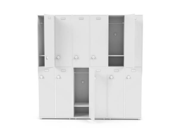 istock White lockers. Two row section of lockers for schoool or gym 1174647896