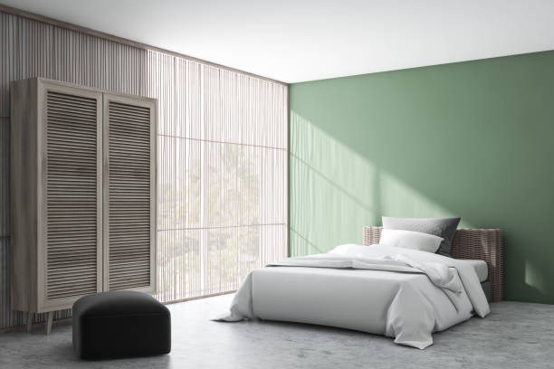 istock Green bedroom corner with wardrobe 1174653735