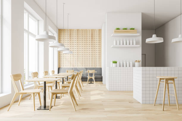 istock White and wooden bar interior with sofa 1174654027
