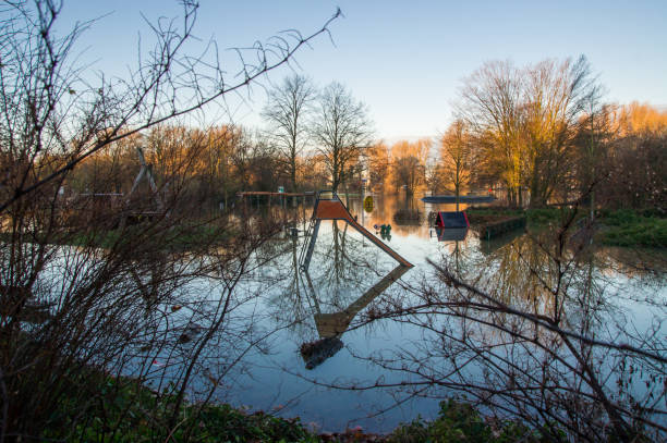 istock Whole playground with reflections in the Rhine flood. 1174654857
