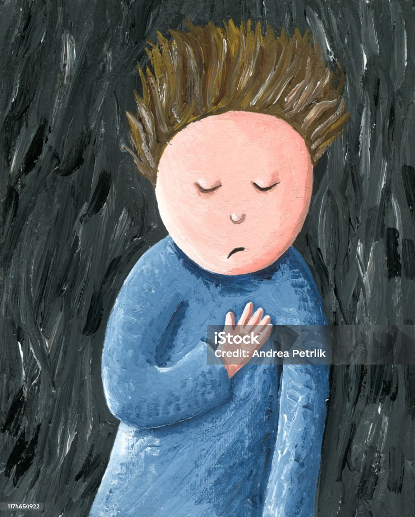Acrylic Illustration Of The Sad Lonely Unhappy Disappointed Child ...