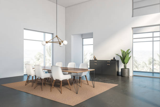 istock Luxury white dining room corner with carpet 1174654939