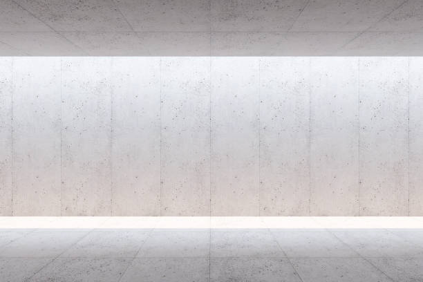 blanco betonnen ruimte interieur, 3d rendering - museum wall stockfoto's en -beelden