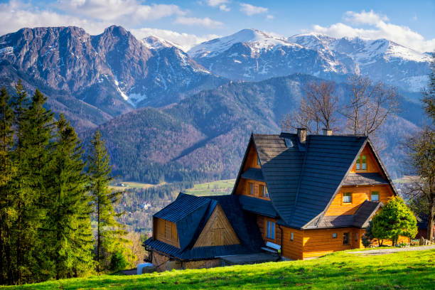 frühling in zakopane, polen - poland mountain tatra mountains giewont stock-fotos und bilder