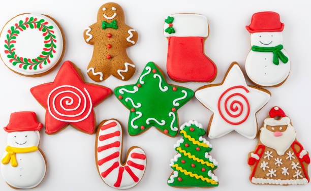 istock Set of Christmas gingerbread on white background. 1174662178