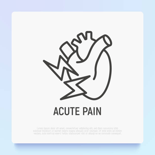 Acute pain in heart thin line icon. Modern vector illustration of symptom heart attack. vector art illustration