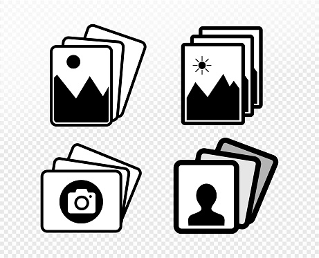 Set of picture portrait icon symbol. Vector illustration. Isolated on white background.