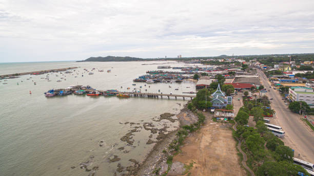 istock aerial view Tha Pae pier in Rayong province 1174683707