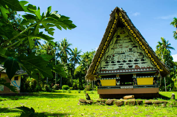 Early Cultures A traditional building in Palau palau stock pictures, royalty-free photos & images
