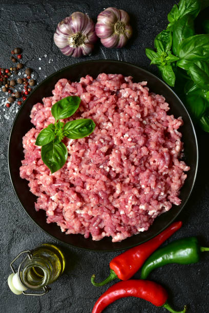 istock Homemade minced meat in a black bowl 1174692544