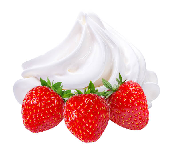 istock Strawberry with cream   isolated on white 1174694266