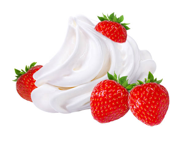 istock Strawberry with cream   isolated on white 1174694315