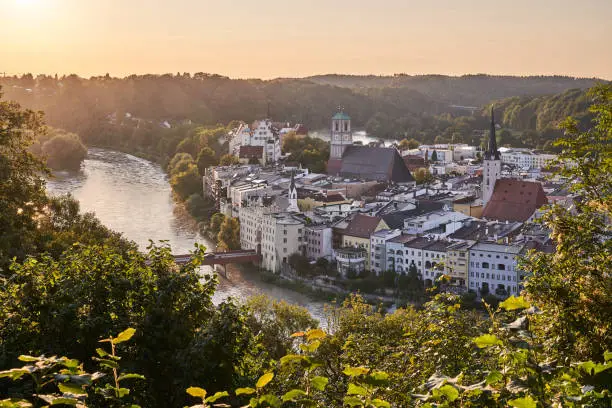 Wasserburg, Inn, City, Evening light, Sun, View, Nature, Landscape, Water, Rosenheim County, Upper Bavaria, Bavaria, Germany