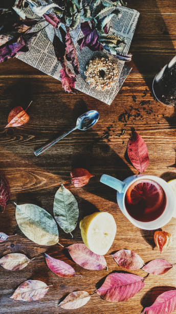 Autumn composition Flatley. cup of tea