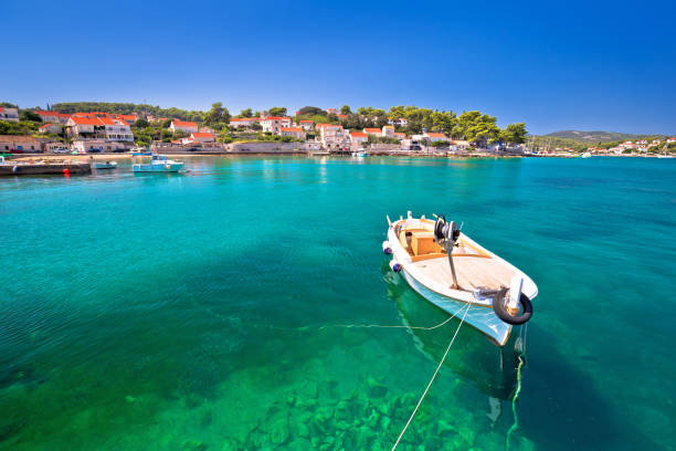 Lumbarda on island Korcula turquoise waterfront view, southern Dalmatia region of Croatia