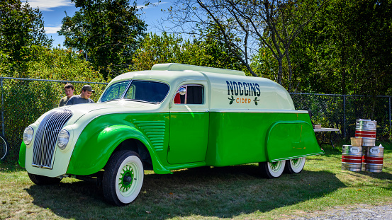 Waterville, Nova Scotia, Canada - September 14, 2019 : Customized 1934 Desoto Airflow at Rick Rood's 2019 Car Show in Annapolis Valley. Vehicle was customized by Bad Chad Customs.