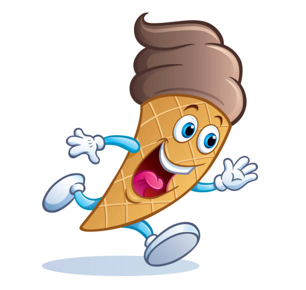 ilustrações, clipart, desenhos animados e ícones de cone de gelado de chocolate que funciona selvagem - 2334